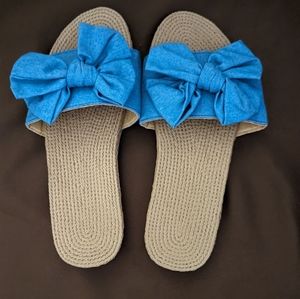 NWTs "Sole Mates" Woven Knotted Bow Slides Weaved Slip On Sandals